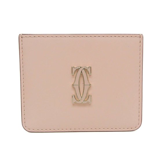 Cartier Double C Simple Card Holder L3001889 Leather Card Case Pink - Picture 1 of 9